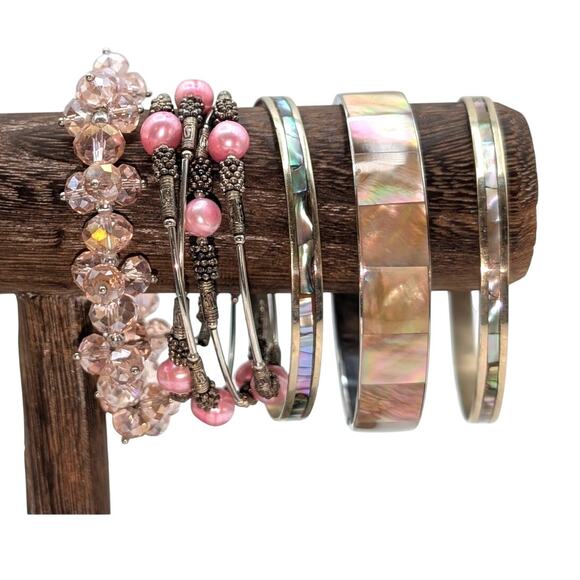 Lot of Ten Pink Theme Bracelets - Picture 3 of 5